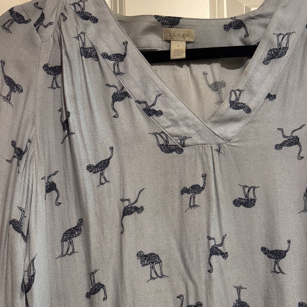 Gray blouse with Ostrich Print